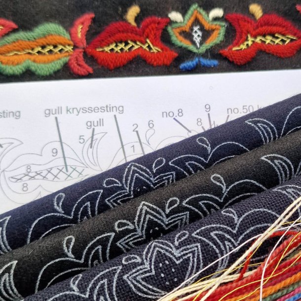 Stoff til pannebnd (hrbyle) bltt kledestoff UTSOLGT INNTIL VIDERE