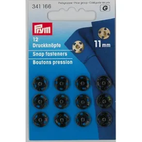 Trykknapper - 11 mm - Svarte - 12 stk