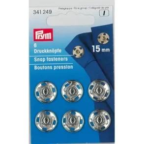 Trykknapper - 15 mm - Blanke - 6 stk