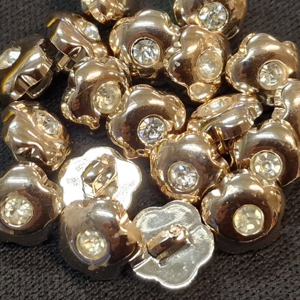 Gull-stjerne med strass, stettknapp (10mm)