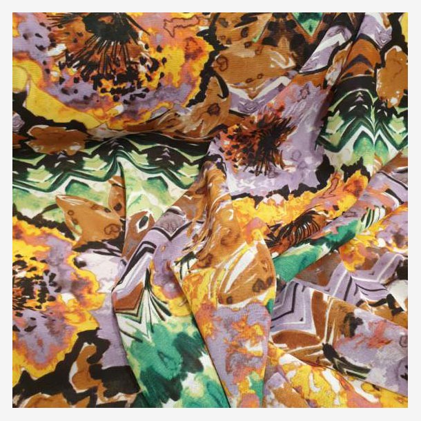 Stormnstret polyester - Brun/lilla/grnn (140cm)