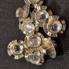 Stettknapp slvfarget med blank perle (11mm)