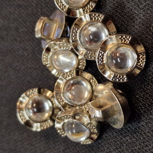 Stettknapp slvfarget med blank perle (11mm)