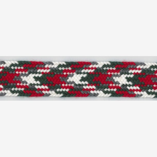 Hosebnd metervare - rdt/grnt/hvitt/grtt - Ull/polyester
