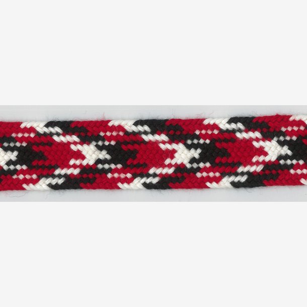 Hosebnd metervare - rdt/hvitt/svart - Ull/polyester
