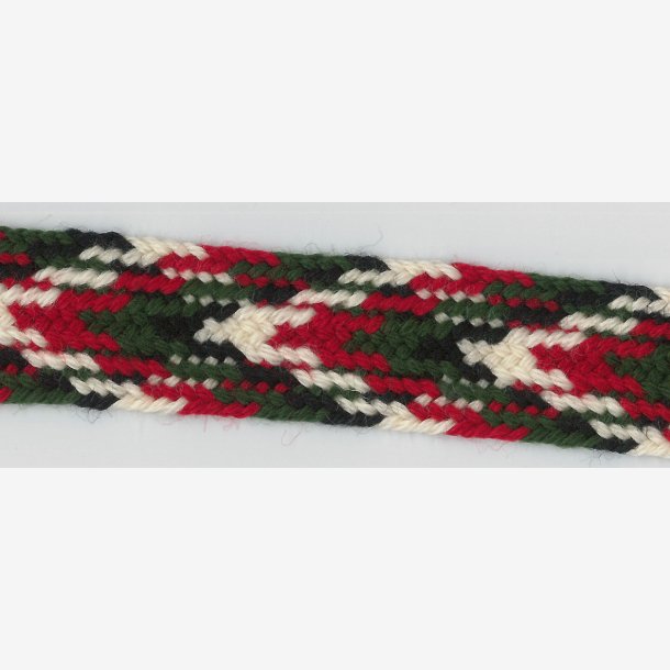 Hosebnd metervare (pr dm) - grnt/rdt/svart/off-white - 100% ull