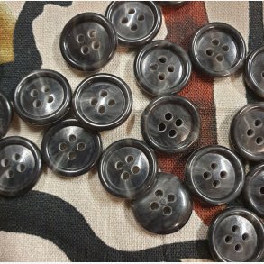 Svartgr melert knapp (15mm)