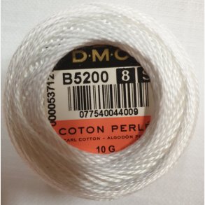 DMC nr 8 Cotton perle 10 gr - Hvit