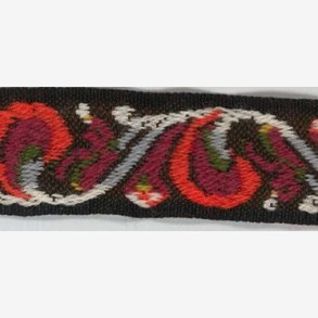 Ullbnd 40 mm - Brun melert bunnfarge. Rust, orange, lys gr og hvitt mnster