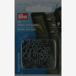 Hekter nr 9 - Svart - 12 stk