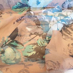 Shiffong brun mnstret - 100% viskose (140cm)