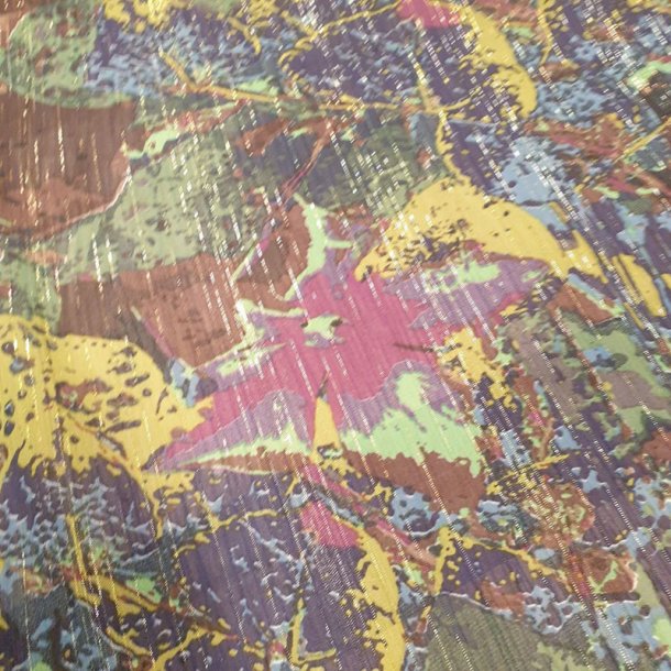 Mnstret Polyester - Grnn/bl - med innvevde slvtrder - (140cm)