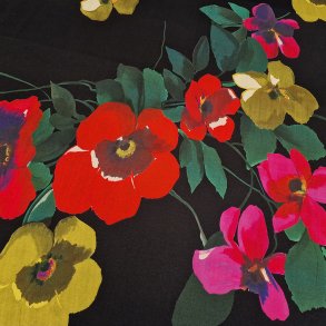 Store roser p svart bunn - 94% viskose/6% elastan (140cm)