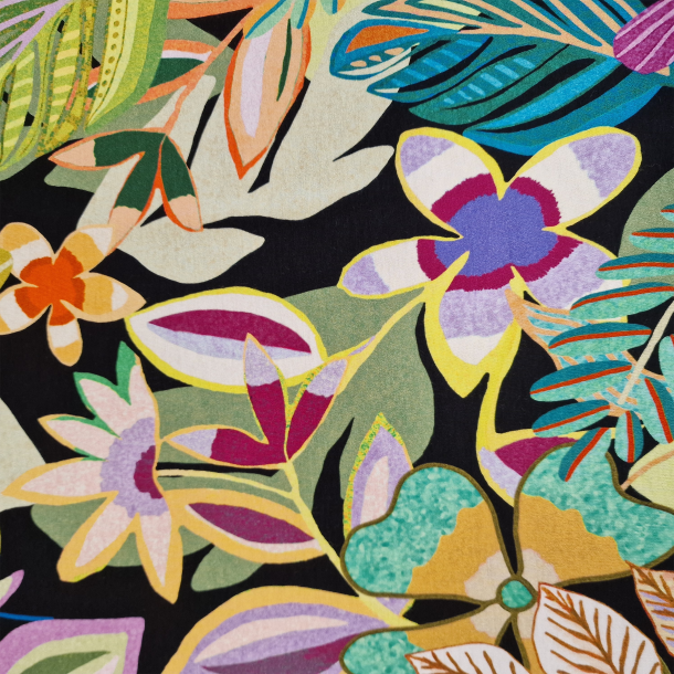 Regnskog av blomster - 94% viskose / 6% elastan (140 cm bredde)              