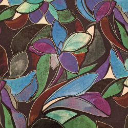 Konturblomst bl/lilla/grnn - 94%viskose/6%elastan (140cm)