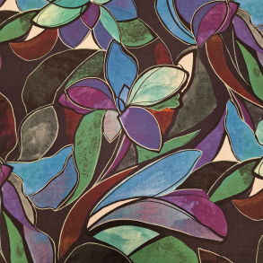 Konturblomst bl/lilla/grnn - 94%viskose/6%elastan (140cm)