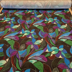 Konturblomst bl/lilla/grnn - 94%viskose/6%elastan (140cm)