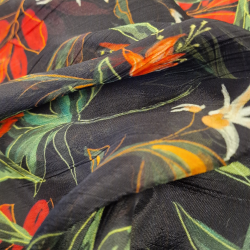 Kreppet rdoransje blomster - 100% rayon