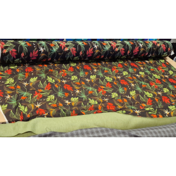 Kreppet rdoransje blomster - 100% rayon