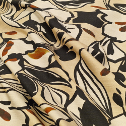 Konturblomst beige - 43% viskose/39% bomull/17 %lin/1 %elastan