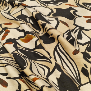 Konturblomst beige - 43% viskose/39% bomull/17 %lin/1 %elastan