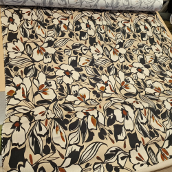 Konturblomst beige - 43% viskose/39% bomull/17 %lin/1 %elastan