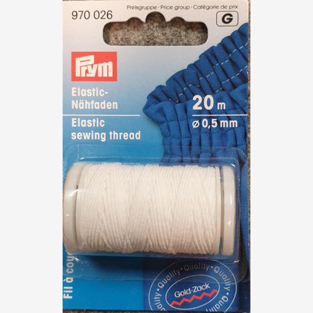 Elastisk sytr�d, hvit 20 m