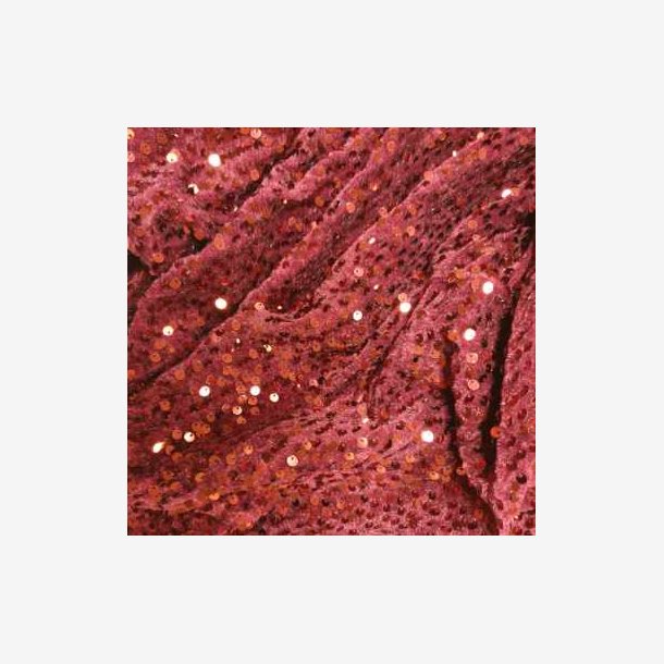 Burgunder paljetter - stretchvelour 