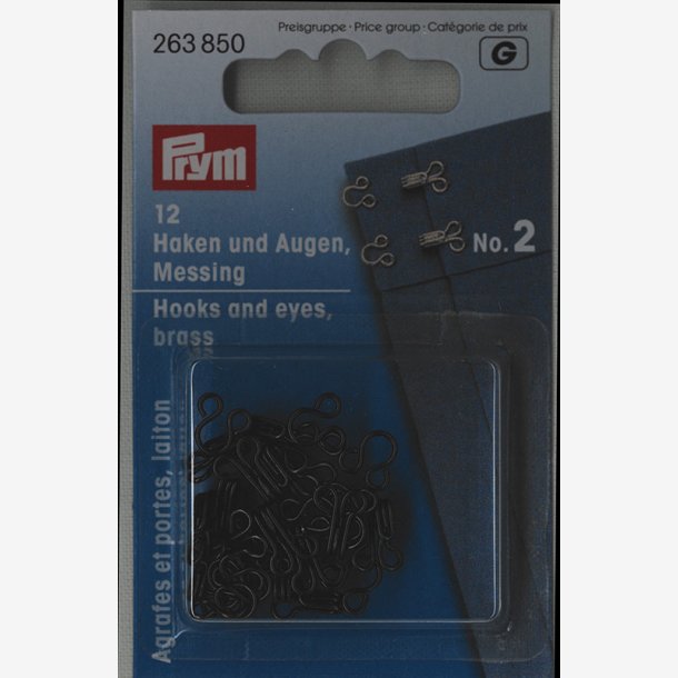 Hekter nr 2 - Svarte - 12 stk.