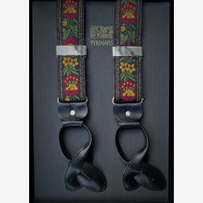 Seler med pyntebnd, Svart Rd Grnn Gul